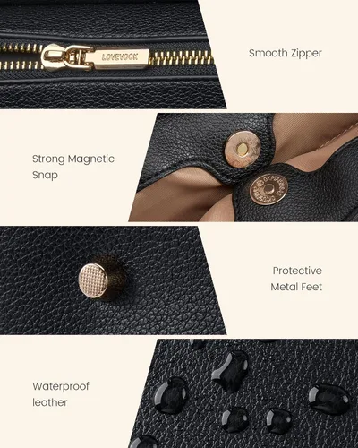 Miniatura 5 de LOVEVOOK: bolsa de mano para laptop para mujeres, bolsa de trabajo de cuero PU con 3 compartimentos, bolsa impermeable para computadora para viajes