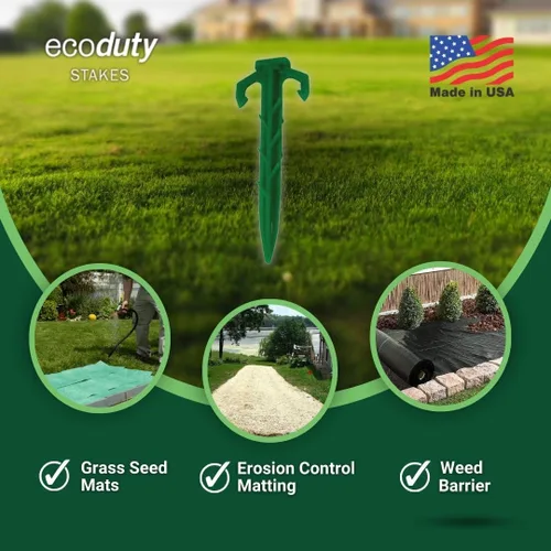 Miniatura 4 de Estacas biodegradables de 4 pulgadas de grado contratista, grapas de césped para asegurar tela de malezas, tela de paisaje, red y manta, 100