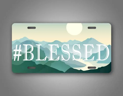 Miniatura 3 de Hashtag #Blessed License Plate Christian #Blessed Mountains Scene Auto Tag