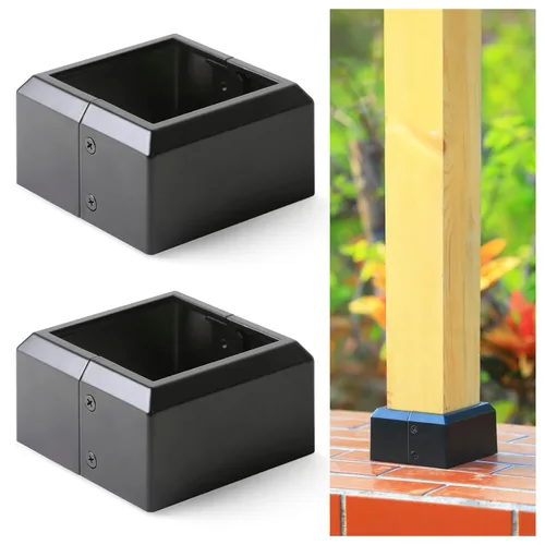 Miniatura 24 de Paquete de 4 cubiertas de base de poste de cubierta de aleación de aluminio (base de poste de 1 x 1 pulgada x 3.35 pulgadas), para pasamanos, Blanco