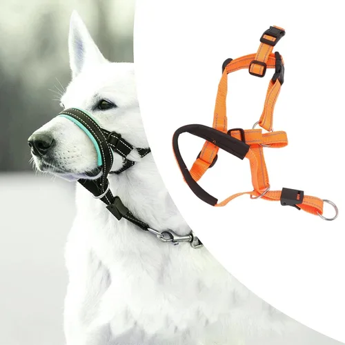 Miniatura 2 de TOPINCN Collar para la cabeza, cabestro de cabeza de perro con correa de seguridad, material de nailon con hebilla de metal, arnés para la cabeza