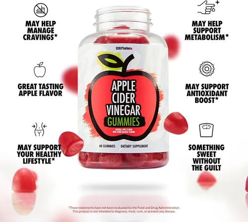 Miniatura 2 de Sculpt Nation by V Shred Gomitas de vinagre de sidra de manzana, bocadillo saludable de superalimentos, metabolismo y apoyo a la digestión, 60