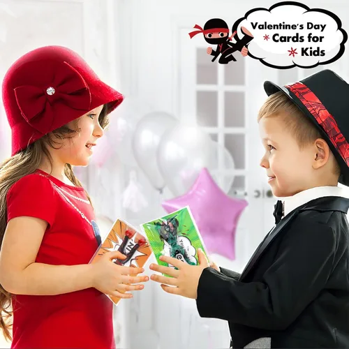 Miniatura 4 de Paquete de 28 tarjetas de regalo para el día de San Valentín para niños con juego de ninja pegajoso para escalada en la pared, juguetes difíciles