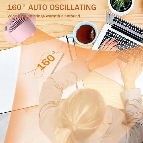 Miniatura 3 de Calentador de espacio, calentador de espacio pequeño, calentador de escritorio de 1200 W para oficina, oscilación lateral de 160° automática, 3