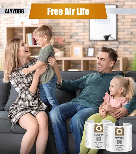 Miniatura 6 de Para bolsas de aspiradora Ridgid de 3 a 4.5 galones, ALYYDBG Tamaño C VF3501 Bolsas de aspiradora de alta eficiencia para recolección de polvo.