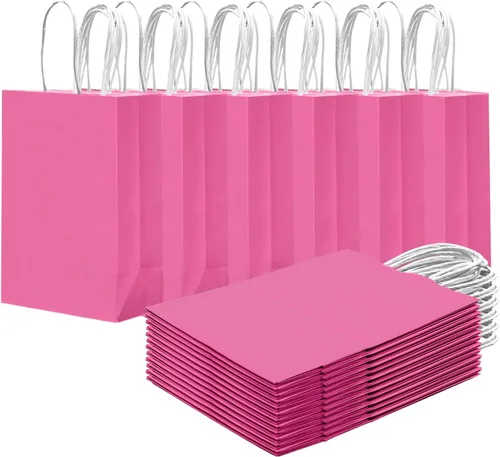 Miniatura 19 de qiqee 24 bolsas de regalo pequeñas con asas a granel de 8.3 x 6 x 3 pulgadas, bolsas de regalo amarillas brillantes, múltiples usos (tamaño pequeño)