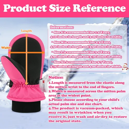 Miniatura 12 de Sarfel Guantes impermeables para niños pequeños, guantes de esquí, guantes de nieve, guantes para bebé, Thinsulate 1-7 años