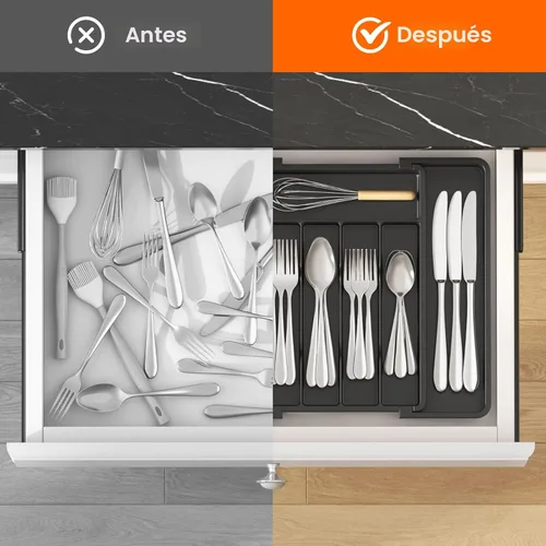 Miniatura 4 de Lifewit Organizador de cajones de cubiertos, bandeja expandible para utensilios de cocina, soporte para vajilla y cubiertos libre de BPA