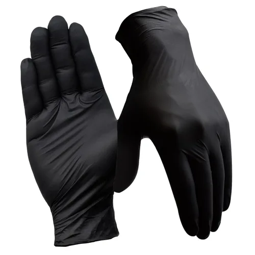 Guantes desechables de nitrilo de 4 mil, sin látex, sin polvo, guantes industriales para limpieza, cocina, no estériles (negro, pequeño/7 (paquete