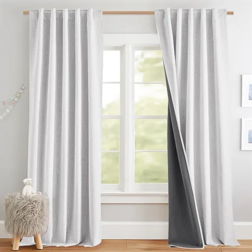 Miniatura 38 de NICETOWN Cortinas 100% opacas de 63 pulgadas de largo, 2 paneles de cortinas cortas con aislamiento térmico con forro para dormitorio, cortinas