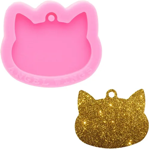 Angel Wings Molde de silicona brillante y encantador estilo gato, etiqueta para mascotas, mini molde de silicona para etiqueta de gato, llavero de