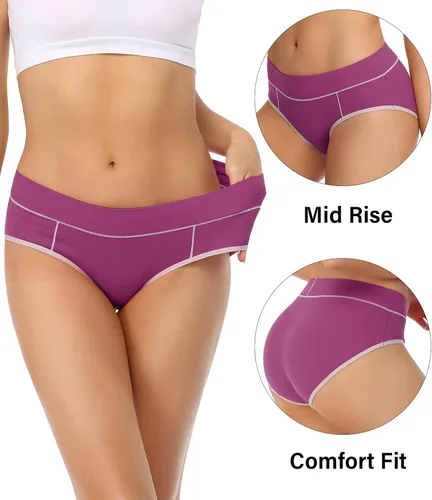 Miniatura 3 de wirarpa - Ropa interior elástica de algodón para mujer cómodas de media cintura pantaletas transpirables Multipaquete