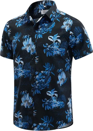 Miniatura 22 de EUOW - Camisas hawaianas para hombre de manga corta con botones, estampadas para la playa y el verano