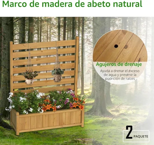 Miniatura 5 de GDLF Valla para Aire Acondicionado, Pantalla de Privacidad de Madera para Exteriores con Jardinera para Bote de Basura, Equipo de Piscina, Kit Sin