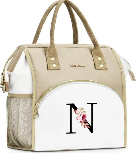 Miniatura 20 de Lonchera con inicial para mujer, lonchera térmica para niñas, lonchera grande para adultos, a prueba de fugas, para trabajo de picnic, bolsa de mano