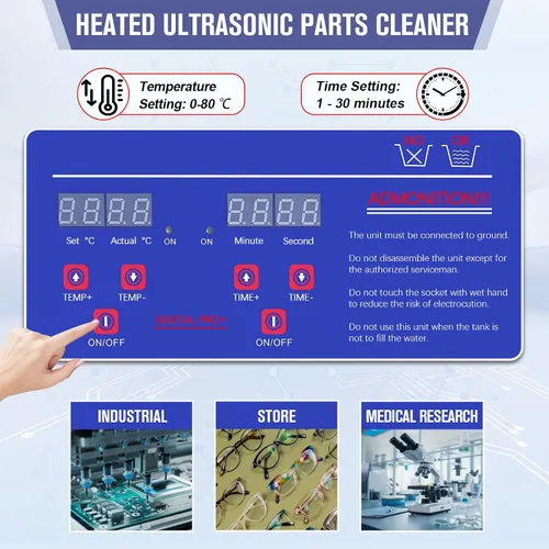 Miniatura 2 de Limpiadores ultrasónicos, máquina de limpieza de carburador ultrasónico industrial con temporizador digital para joyas, lentes, instrumentos