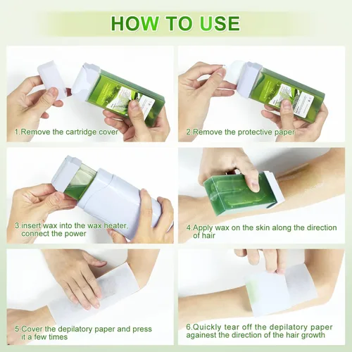 Miniatura 6 de Cera de depilación, repuesto de cera, cartucho de rodillo de cera suave para kit de depilación, cera depilatoria de aloe para pieles sensibles