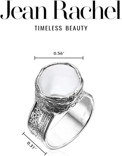 Miniatura 7 de JEAN RACHEL JEWELRY Anillo de plata de ley 925 con perla de agua dulce, aspecto vintage, hipoalergénico, sin níquel ni plomo, colección de diseñador