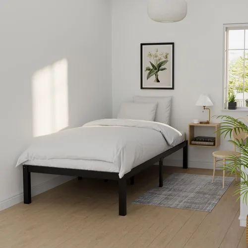 Miniatura 3 de Base de cama de bambú de tamaño individual con plataforma de madera, estructura sólida y estable con listones antideslizantes, cama alta,