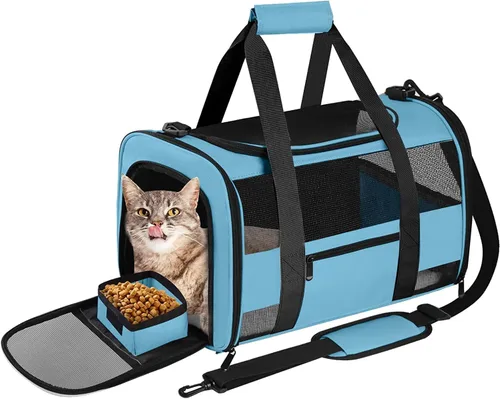 Miniatura 9 de Transportín para Gatos Transportín para Mascotas Aprobado por Aerolíneas para Perros Pequeños Gatos Cachorros Plegable de Lados Suaves Bolsa de Negro