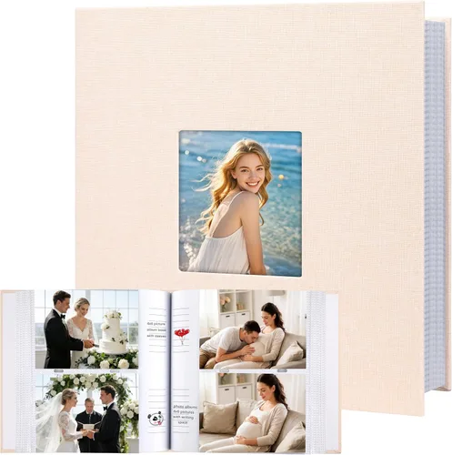 Miniatura 14 de Álbum de Fotos 4x6 360 Fotos con Espacio para Escribir Cubierta de Cuero con Ventana Frontal, Álbum de Imágenes 360 Fotos Libro de Álbum de Fotos