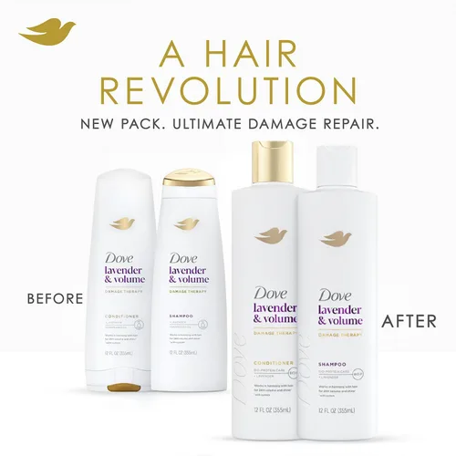 Miniatura 3 de Dove Champú y acondicionador, lavanda y terapia de daño por volumen – Productos para el cabello voluminizador para mujeres con cabello fino y plano