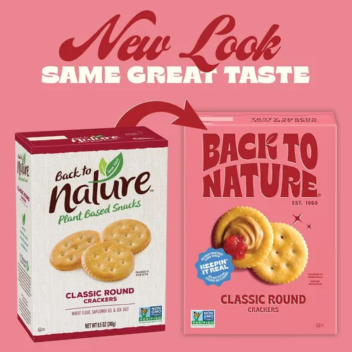 Miniatura 7 de Back to Nature Galletas redondas clásicas, sin OMG, veganas, hechas con harina de trigo y sal marina, Snack Happy, caja de 6.5 onzas