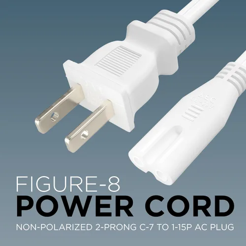 Miniatura 2 de THE CIMPLE CO Cable de alimentación blanco Figure-8 de 3 pies – Cable de alimentación no polarizado para satélite, CATV, sistemas de juego – NEMA