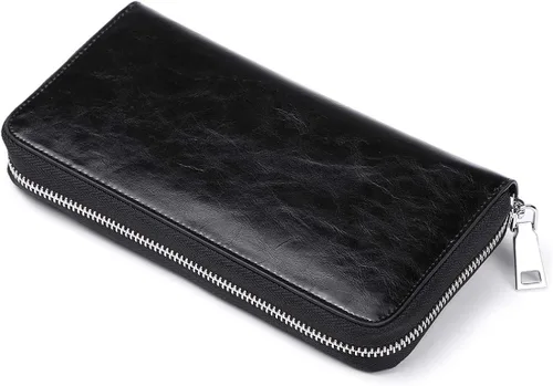 Miniatura 6 de JEEBURYEE Carteras para mujer RFID bloqueo de cuero cremallera alrededor de la muñeca embrague bolsa de viaje