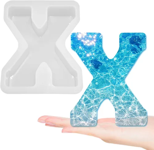 Miniatura 13 de Moldes de letras grandes de 7 pulgadas para resina, molde de fundición epoxi del alfabeto mayúscula 3D de la A a la Z, molde de silicona para velas