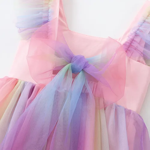 Miniatura 2 de Vestido tutú para niñas pequeñas, con mangas con vuelo, sin mangas, vestido de tul de princesa, vestido de fiesta vintage para niñas pequeñas