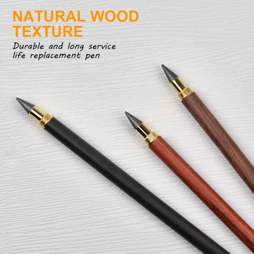 Miniatura 5 de HOTUT Lápices sin tinta, 3 lápices eternos de madera, lápices infinitos de madera, grafito con carcasa de madera, reutilizables, para escribir