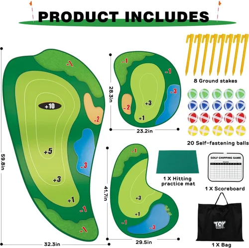 Miniatura 6 de TOY Life Alfombrilla de Juego de Golf Chipping para Interiores y Exteriores, Juegos para Adultos y Familias, Niños, Equipo de Juego al Aire Libre