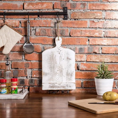 Miniatura 4 de MyGift Soporte para libro de recetas, soporte de libro de cocina estilo tabla de cortar de madera encalada, soportes de libro de madera para blanco