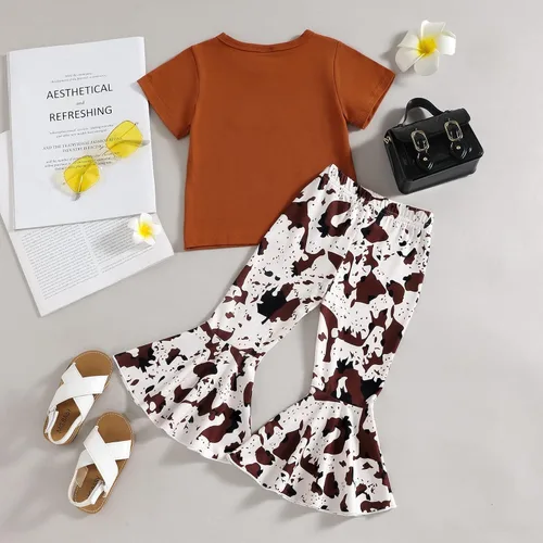 Miniatura 26 de Eadrioss Ropa para bebé niña pequeña, traje de campana de manga corta, camisa de flores para niños, pantalones florales acampanados, ropa de verano