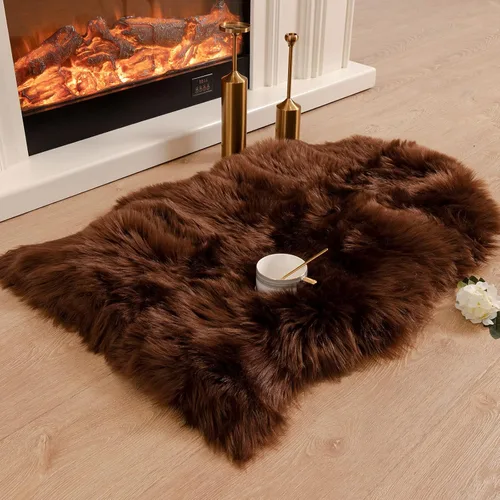 Miniatura 34 de Carvapet Funda de Silla de Piel de Oveja Sintética Suave de Lujo Cojín de Asiento Alfombras de Área de Piel Sintética Suave para Dormitorio, 2 pies
