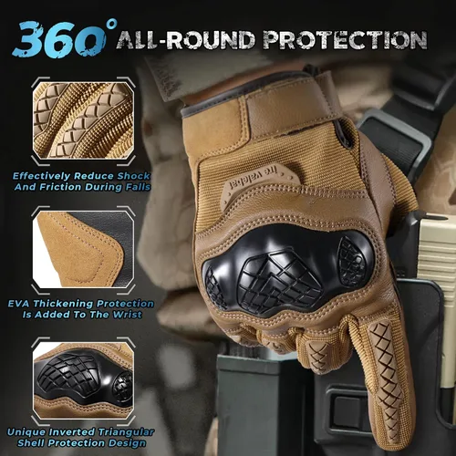 Miniatura 2 de Guantes tácticos de motocicleta para hombre, almohadillas antideslizantes para pantalla táctil, protectores de goma