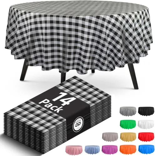 Miniatura 33 de 14 paquete de manteles de plástico azules de cuadros Gingham de 54x108 pulgadas. Rectangulares cubiertas de mesa desechables - Manteles desechables