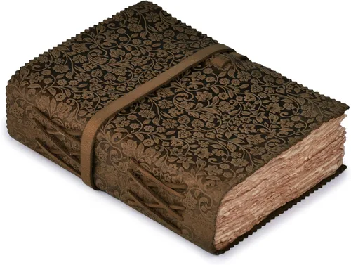 Miniatura 15 de LEATHER VILLAGE Diario floral en relieve encuadernado en cuero para mujeres y hombres, 200 páginas, 8 x 6 pulgadas (A5), aguamarina, libro