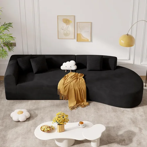 Miniatura 9 de Sofá modular modular de 126 pulgadas, moderno sofá curvado de nube con asiento profundo, sofás tapizados de gran tamaño para sala de estar, no Beige
