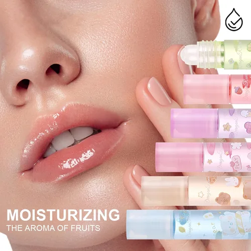 Miniatura 2 de Juego de 6 brillos de labios enrollables, con sabor a fruta, maquillaje de labios brillante para mujeres, no tóxico, regalo de fiesta, mejores amigas