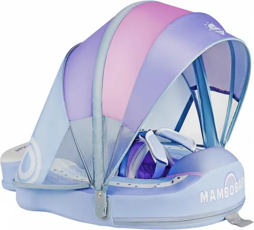 Miniatura 18 de Mambobaby - Flotador de piscina para bebé no inflable con cola y toldo, protección solar UPF 50+, sin volteo, flotador de natación para bebé