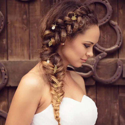 Miniatura 5 de Nafaboig 200 cuentas de cabello para trenzas, joyería Loc para cabello, accesorios de rastas, clips de metal dorado y plateado, espirales, anillos