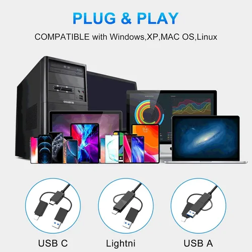 Miniatura 6 de Memory Stick Pro Duo - Lector de tarjetas SD/Micro SD/TF/XD/CF/M 7 en 1 para Windows, Mac, Linux (USB-A + USB-C + IP)