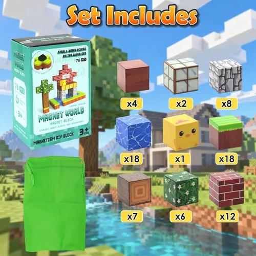 Miniatura 2 de Juego de 32 mini azulejos magnéticos, juguetes magnéticos portátiles, juguetes de aprendizaje y juego STEM de construcción para niños, juguete