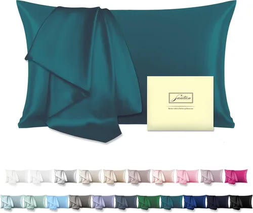 Miniatura 31 de Funda de almohada de seda para cabello y piel, suave, transpirable y sedosa 100% seda Queen, juego de 2, fundas de almohada de seda de morera