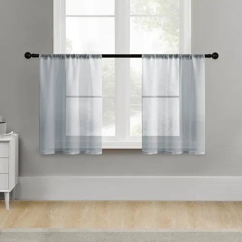 Miniatura 22 de MRTREES Cortinas transparentes de Aqua Blue, para cocina, de 36 pulgadas de longitud, cortinas transparentes de gasa con filtro de luz, cortinas