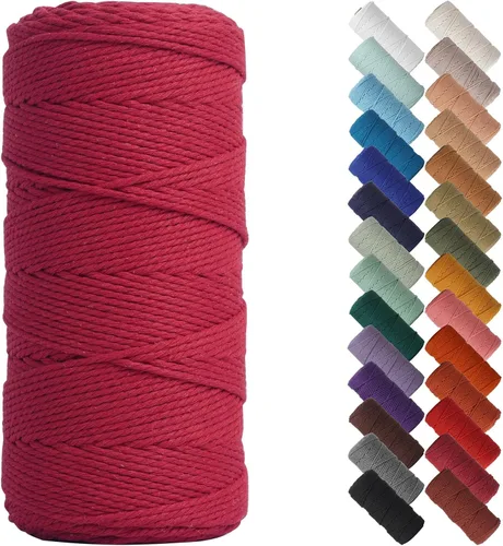 Miniatura 25 de Cordón de macramé de 1/8 pulgadas 220 yardas (200 metros) suministros naturales de macramé, hilo de macramé, cuerda de algodón de color, cuerda