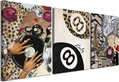Miniatura 11 de Arte de pared de niña negra, impresiones modernas de pintura de mujer negra, juego de 3 pósteres de tocadiscos de música afroamericana, lienzo