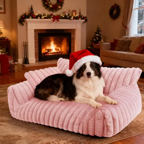 Miniatura 9 de Lindo sofá cama para gatos de interior, sofá esponjoso para gatos con forro polar de pana suave de alta calidad, lindas camas para perros pequeños